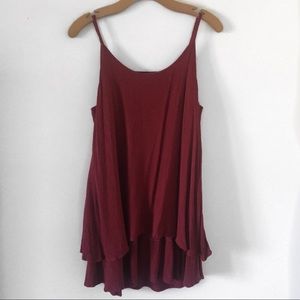 MAROON STRAPY FLOWY DRESS